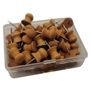 Dark Wooden Push Pins, Wood Thumb Tacks for Cork Boards Map Photos Calendar with Box, Cap Shaped